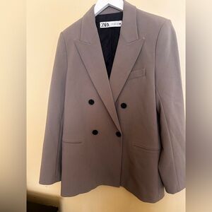 Zara Taupe Blazer with Black Lining